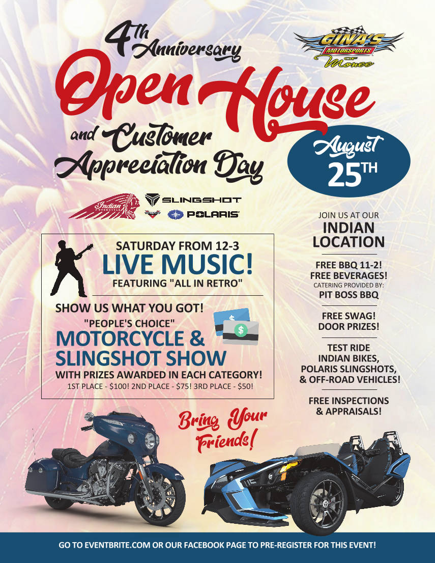 Anniversary Event Flyer - Gina's Motorsports